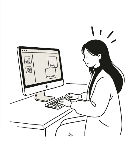 Kvinde ved computer